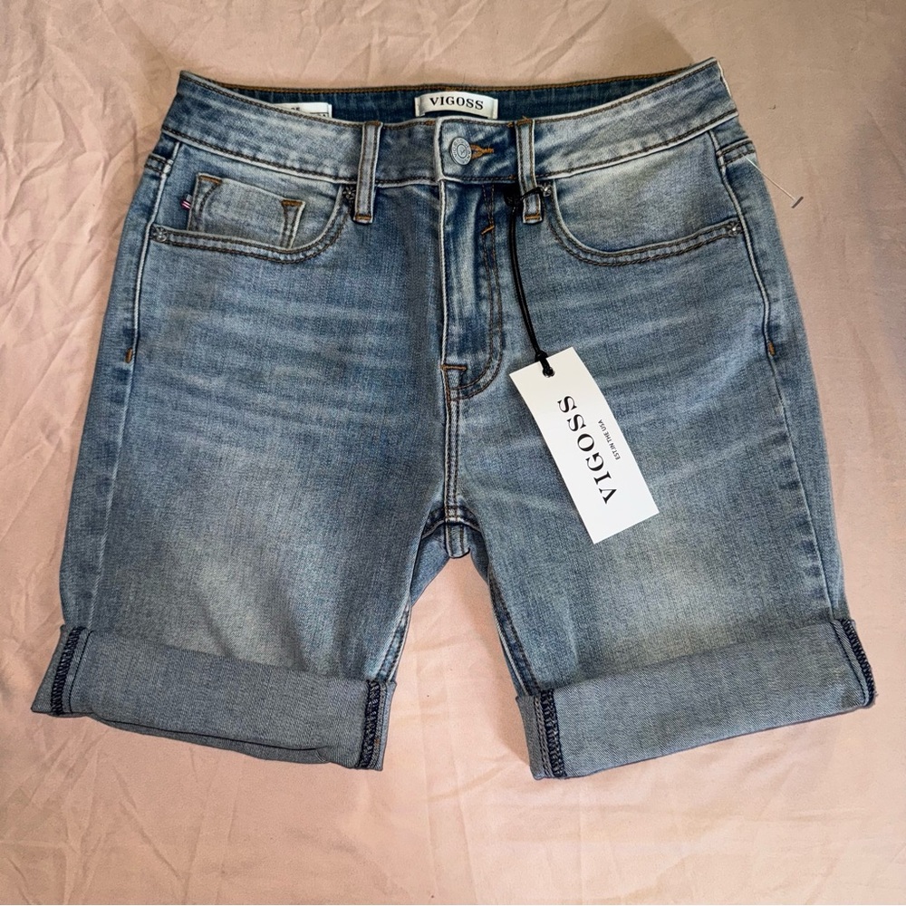Vigoss Medium Light Blue Rolled Cuff Denim Shorts